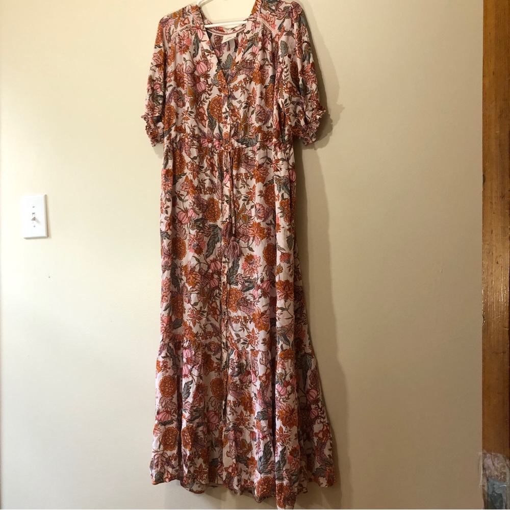 Knox Rose Boho Dress XXL Peach/Pink Floral with Pockets